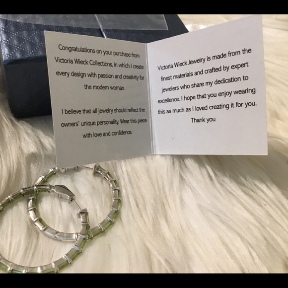 NEW RARE Victoria Weick Large Bagette NATURAL Gemstone Hoop Earrings - Picture 5 of 11